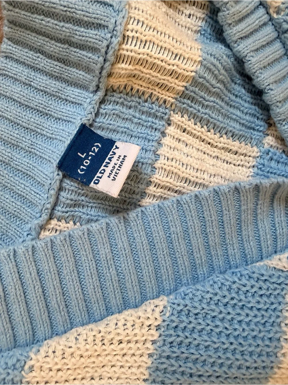 Old Navy Girls Checkerboard Cardigan - Light Blue & Cream